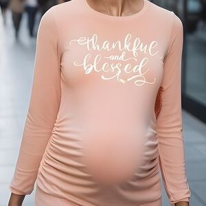 NWT Two Beautiful Maternity Thanksgiving ruched sweater -M‎